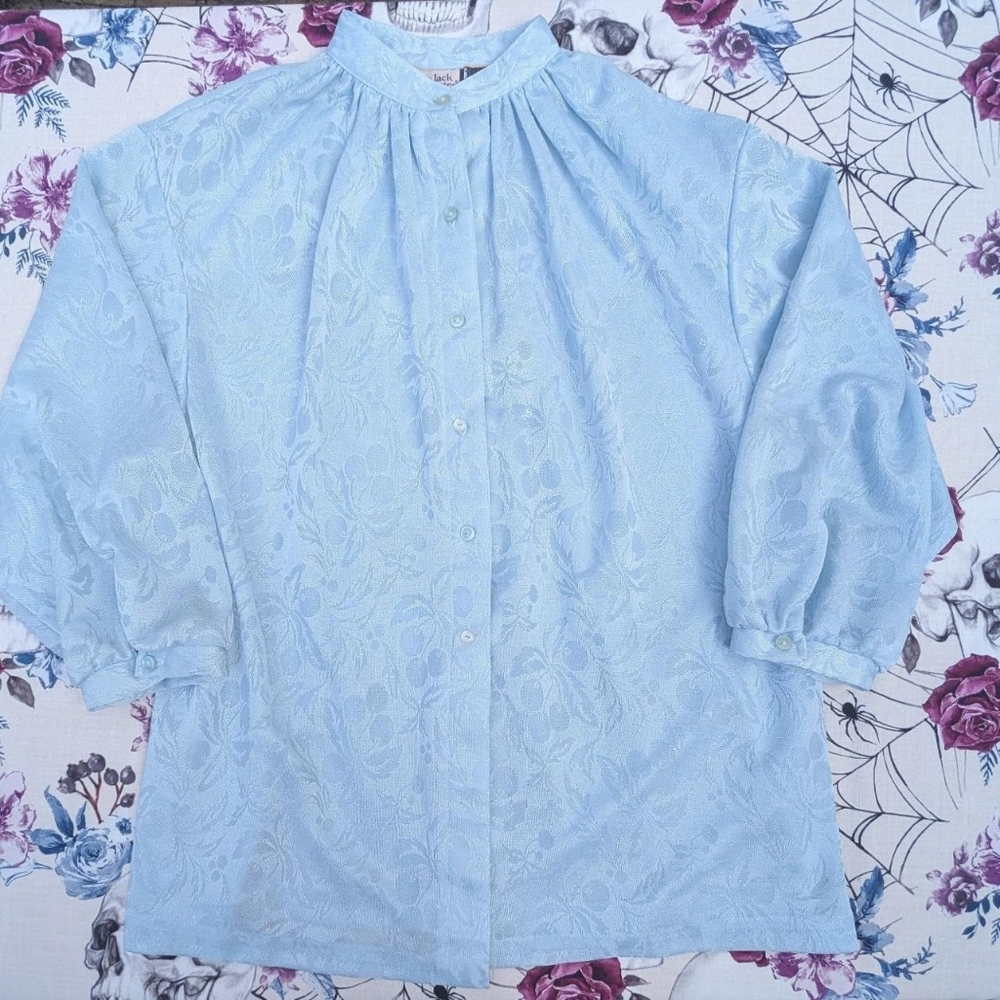 True Vintage 1979 Jack Winter Generation '79 Blue Berries & Leaves Blouse
